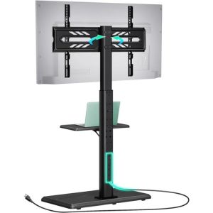Greenstell TV Stand with Power Outlet & AV Shelf, Universal Floor TV Stand for 32-70 inch TV, Swivel Tall TV Stand, Holds up